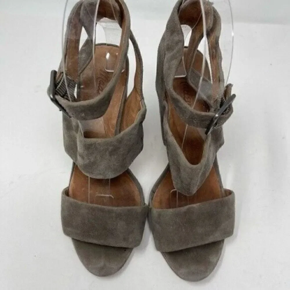 Madewell The Octavia Sandal brown suede heels US6 BoxE